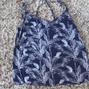Navy Blue RVCA tank top with leaf design